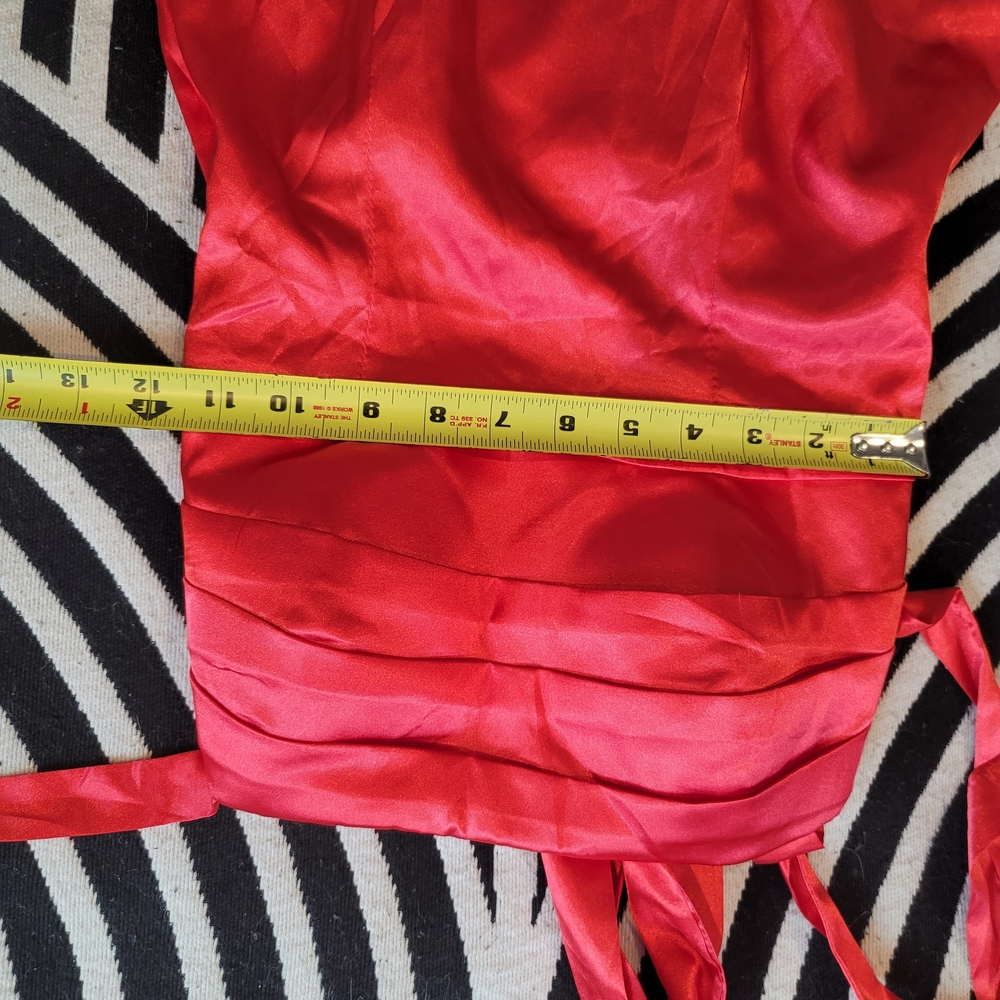 NWT Wear Your Love Red Satin Tie-Shoulder Cocktail Dress Size 4 - Picture 7 of 7